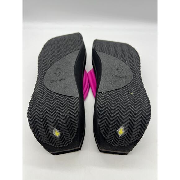 Volatile Zoe Wedge Black size 11 Pink Orchid Casual Thong Slip on Sandals NIB - Picture 5 of 7